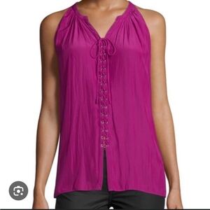 NAVY ramy brook top with lace up front